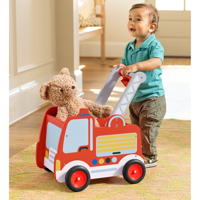 Wooden Fire Truck Walker and Push Toy