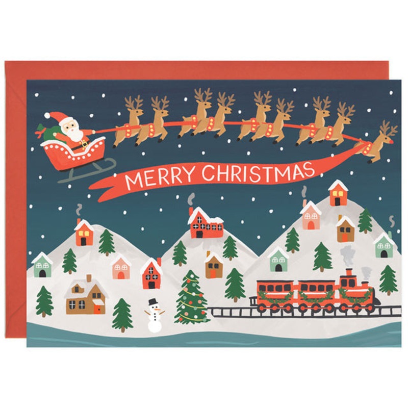 Love Light Paper Santa's Village Christmas Card
