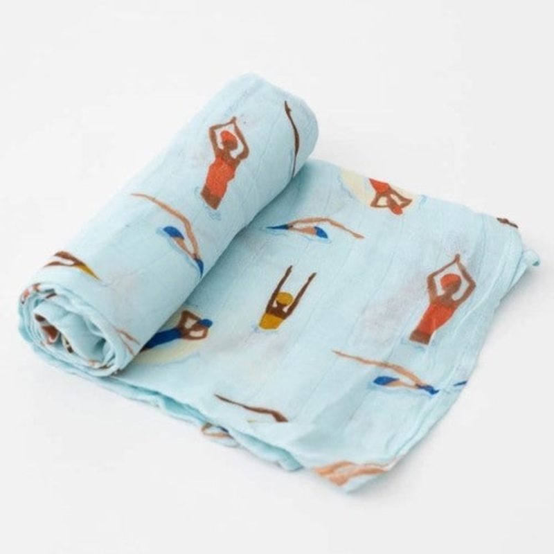 Little Unicorn Deluxe Muslin Swaddle Single, Swim Cap