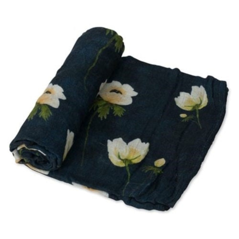 Little Unicorn Deluxe Muslin Swaddle Single, White Anemone