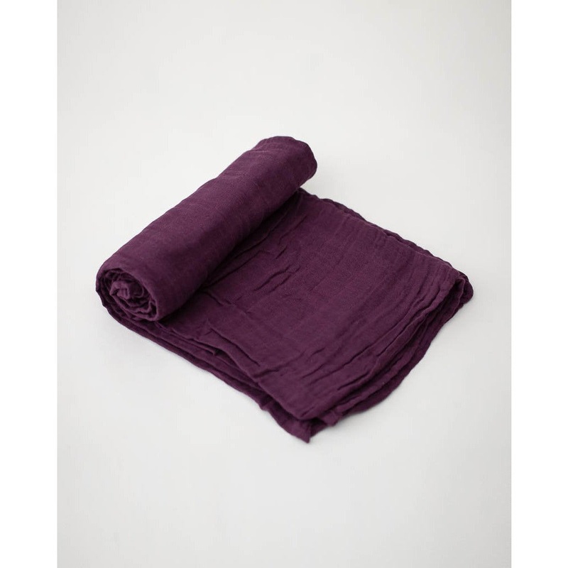 Little Unicorn Single Cotton Muslin Swaddle, Plum