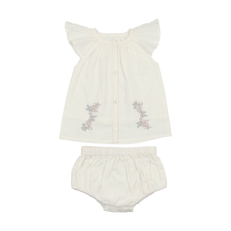 Maniere Delicate Floral Girl'S 2-Piece Set, Ivory 9M
