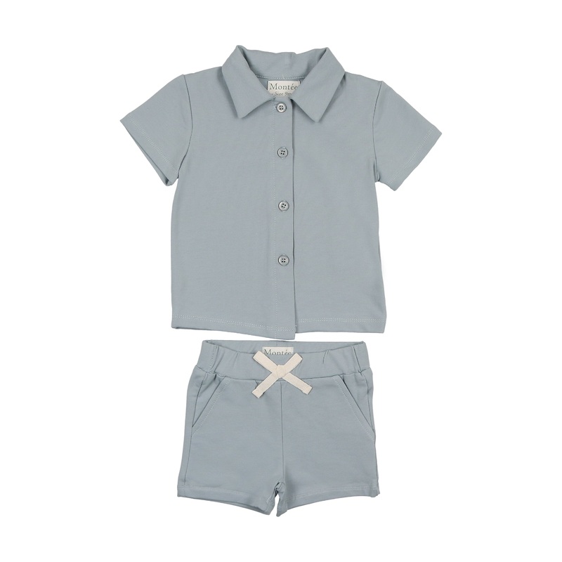 Maniere Montee Tiered Flower Boys 2-Piece Set, Blue 9M