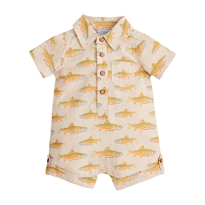 Mud Pie Linen Fish Shortall 3-6M