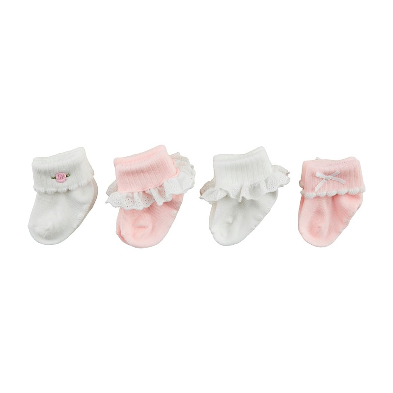 Mud Pie Pink Baby Sock Set, 0-6M
