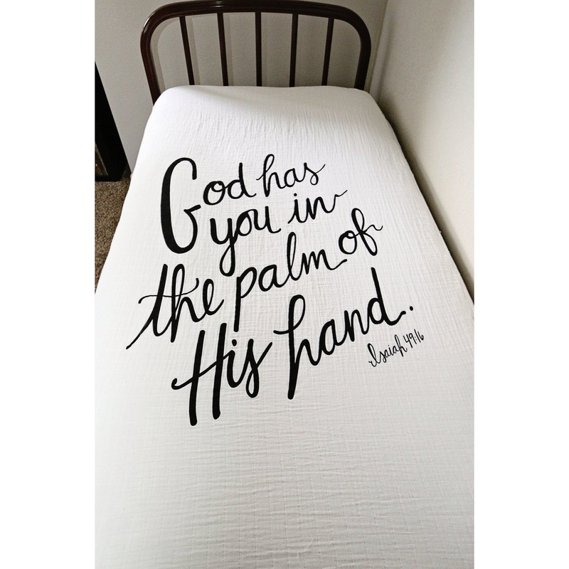 Modern Burlap Isaiah 49:16 + Swiss Cross Reversible Organic Quilt