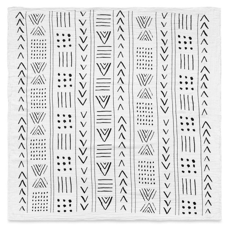 Modern Burlap Mud Cloth Organic Cotton Muslin Swaddle