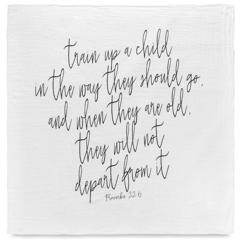 Modern Burlap Proverbs 22:6 Organic Cotton Muslin Swaddle Blanket