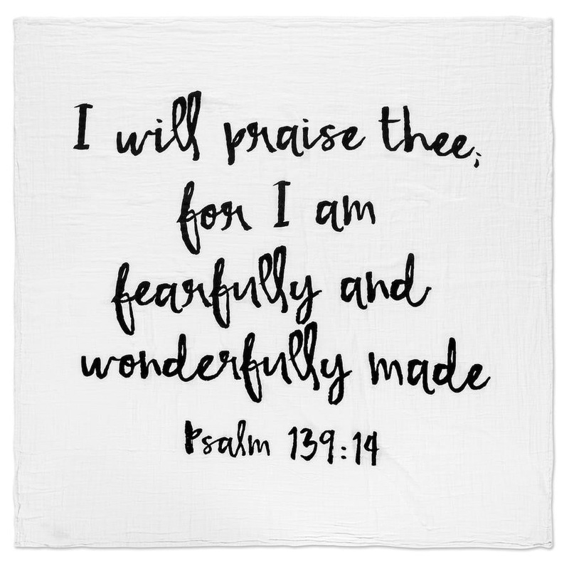 Modern Burlap Psalm 139:14 Organic Cotton Muslin Swaddle Blanket