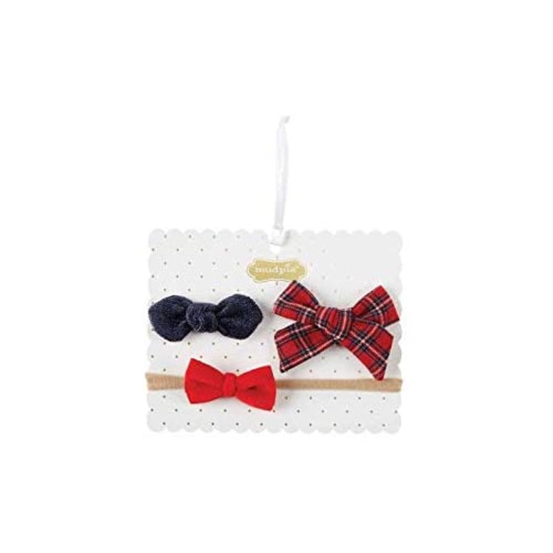 Mud Pie Girls Soft Headband and Bow Set (Buffalo Check)