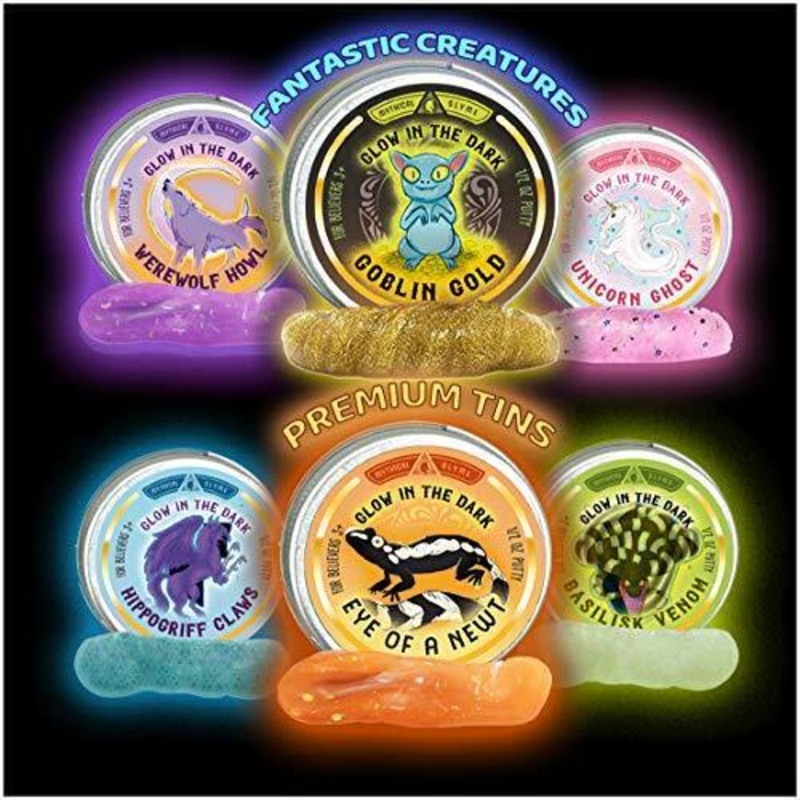 Mythical Slyme Mini Fantastic Creatures Putty Set - Glow in The Dark Glitter Slime for Kids, Set of 6