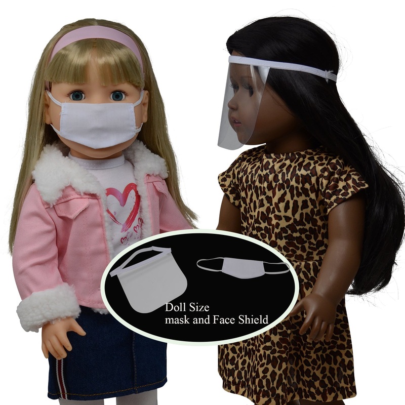 The New York Doll Collection Doll Toy Face Mask & Face Shield Set