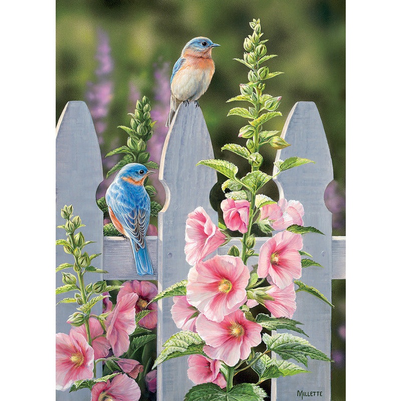 Cobble Hill Bluebirds and Hollyhocks Puzzle, 1000 Pieces