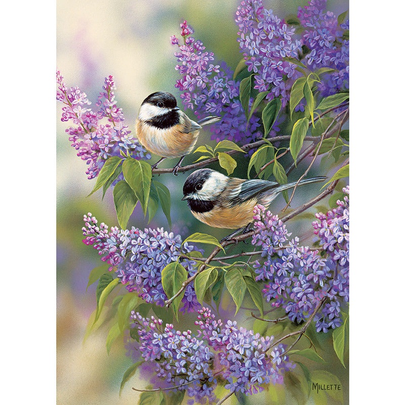 Cobble Hill Chickadees and Lilacs Jigsaw Puzzle, 1000 Pieces