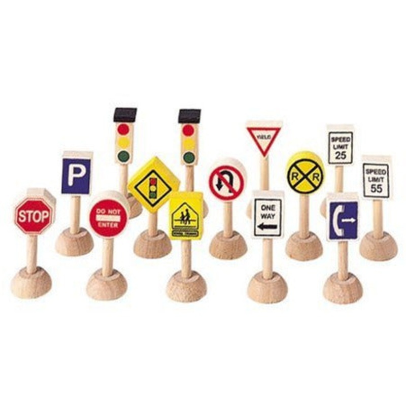 PlanToys Set of Traffic Signs and Lights USA