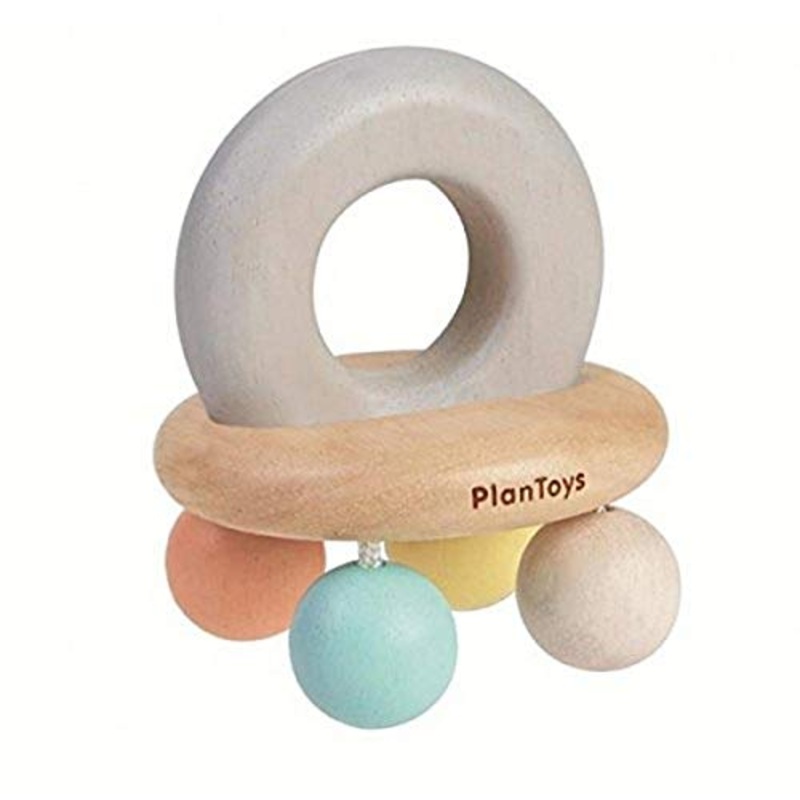 PlanToys Wooden Bell Rattle and Teether Toy
