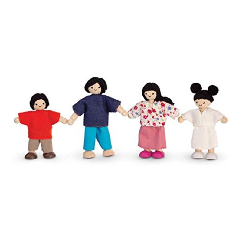 PlanToys Wooden Dollhouse Mom, Dad, Son, and Daughter Family