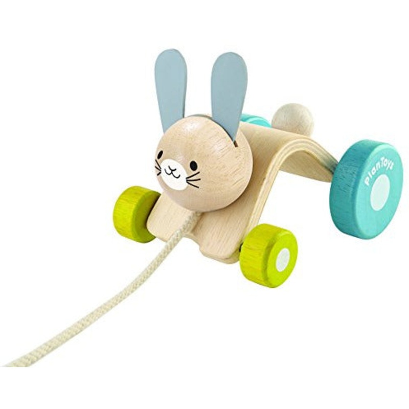 PlanToys Wooden Hopping Rabbit Push and Pull Toy