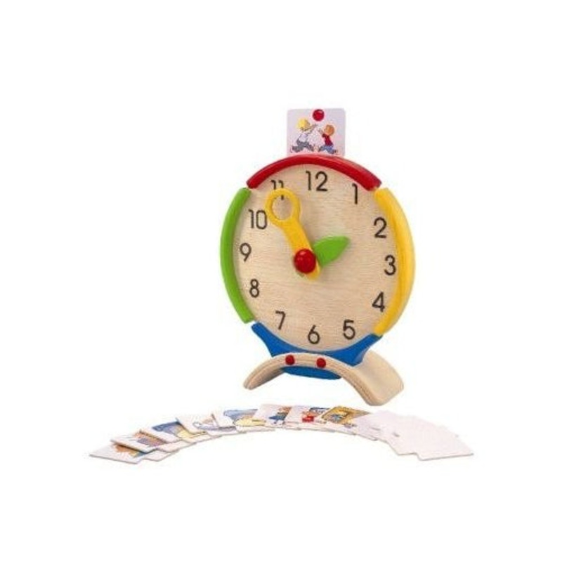 PlanToys Wooden Learn to Tell Time Activity Center Clock