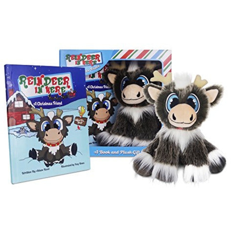 Reindeer In Here Book and Plush Gift Set, Book with Reindeer Plush Stuffed Animal, 8"