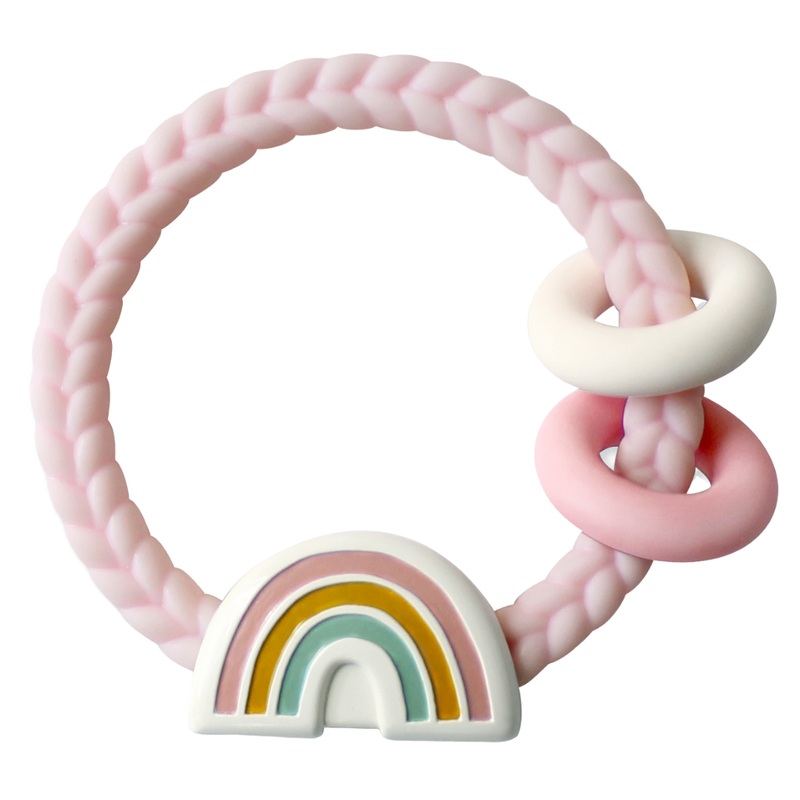 Ritzy Rattle Silicone Teether Rattles. - Rainbow