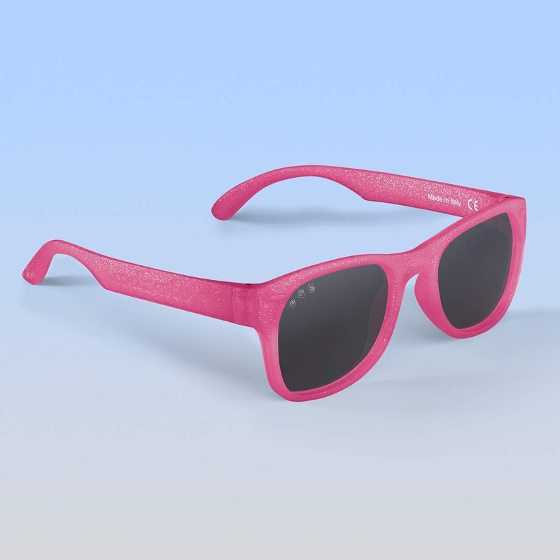 Roshambo Wayfarer Pink Glitter Toddler Sunglasses (Grey Polarized), Ages 2-4