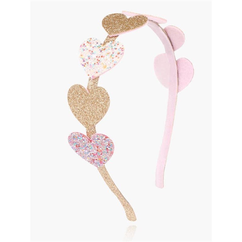 Sparkle Sisters Pink and Gold Heart Headband