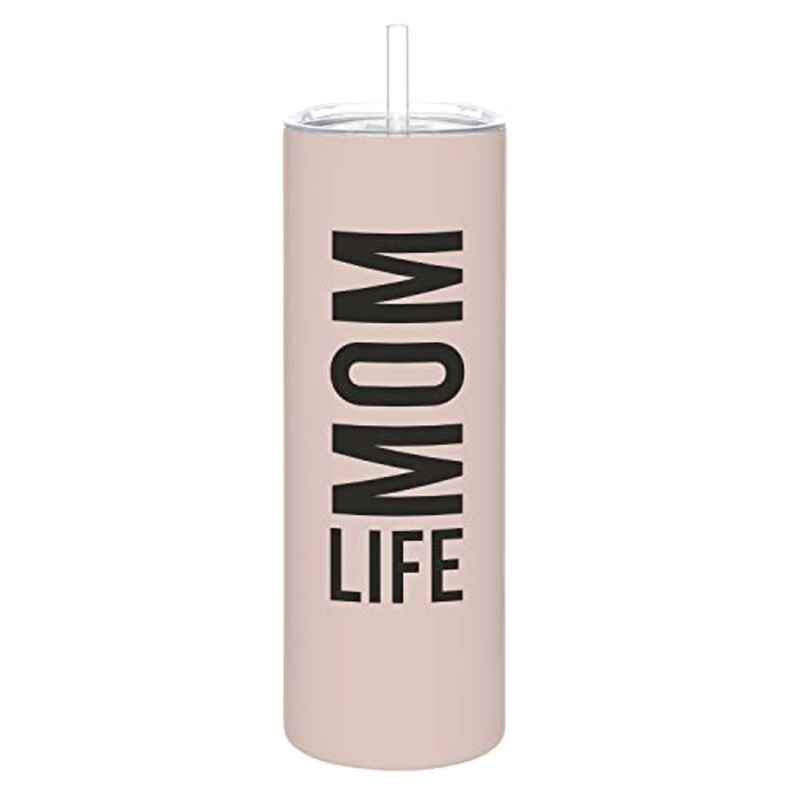 Stephan Baby Gift for Mom Matte Stainless Steel Skinny Tumbler With Straw, 20-Ounce, Momlife