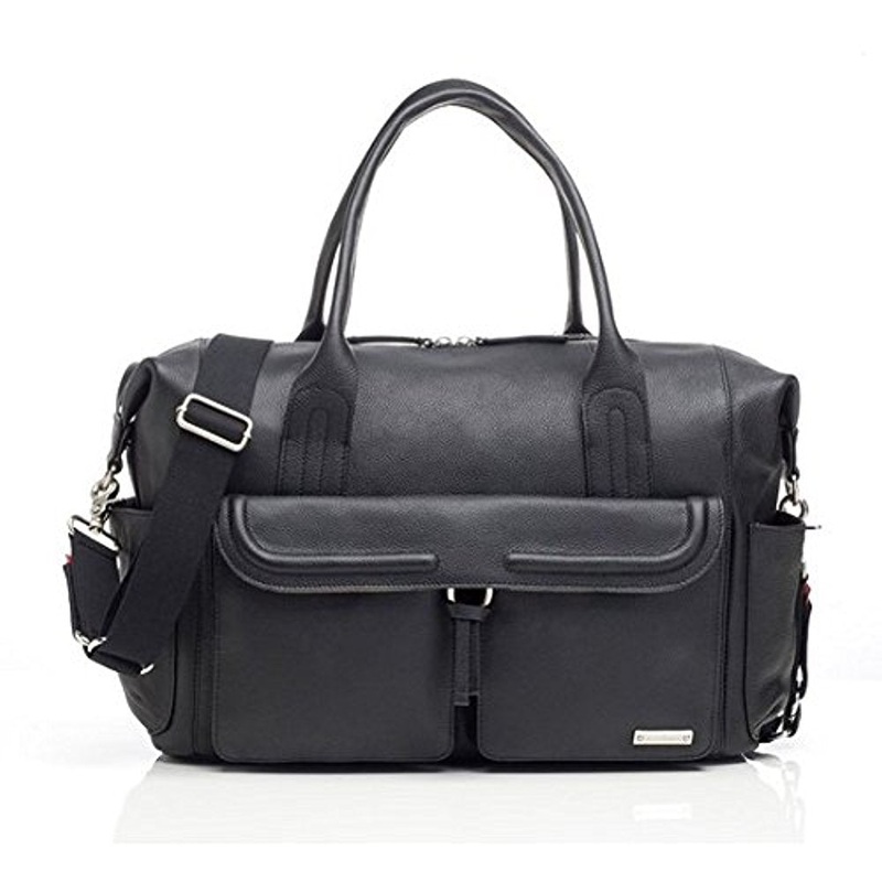 Storksak Black Charlotte Leather Shoulder Bag Diaper Bag