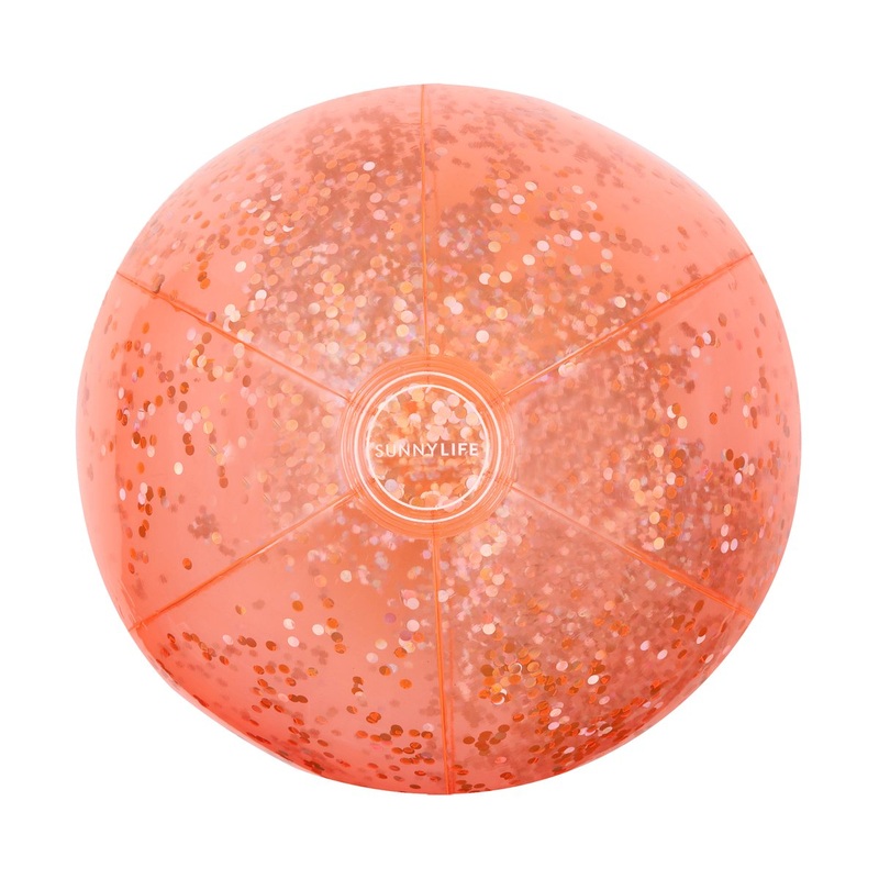 SunnyLIFE Inflatable Beach Ball Glitter Neon Coral