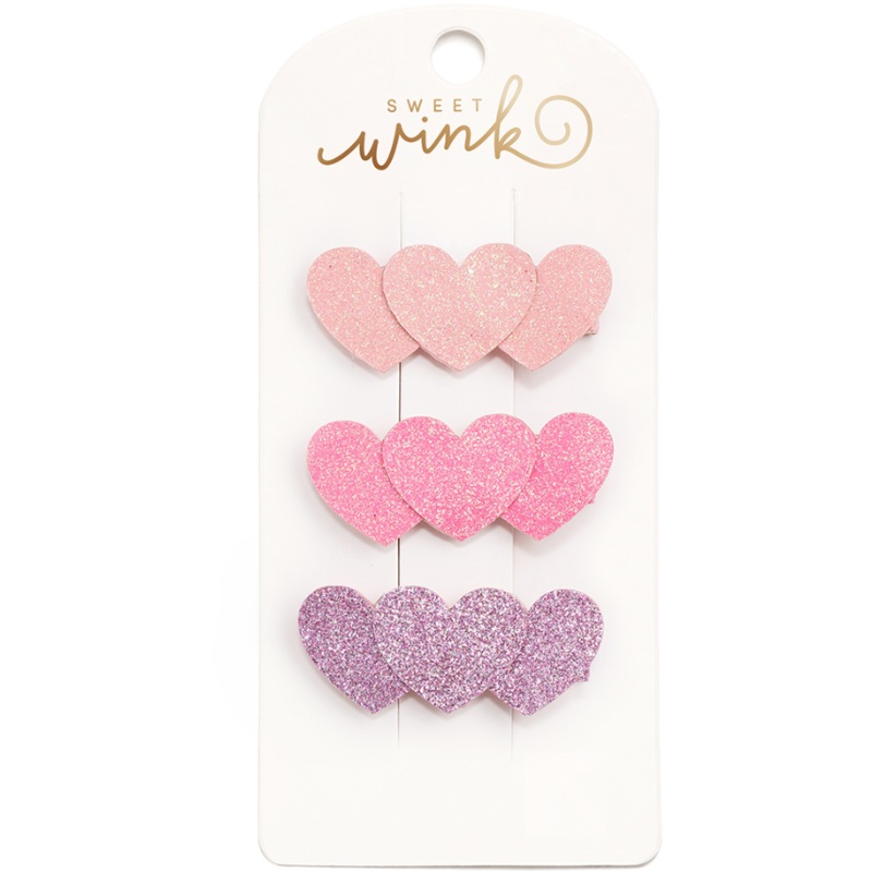 Sweet Wink Triple Heart Hair Clip Set
