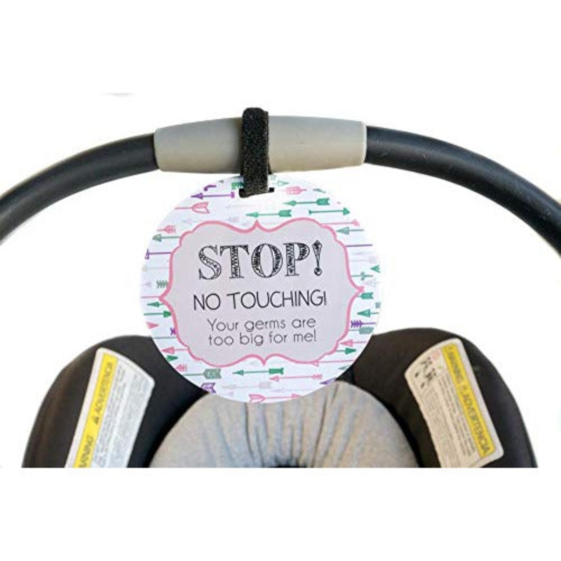 Tags 4 Tots Pink and Green Arrows NO TOUCHING Tag