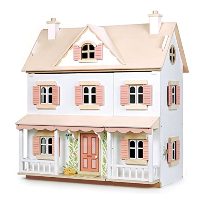 Tender Leaf Toys - Humming Bird House - Beautiful Large Wooden Colonial Style Doll House - Encourages Role-Play and Story Invention
