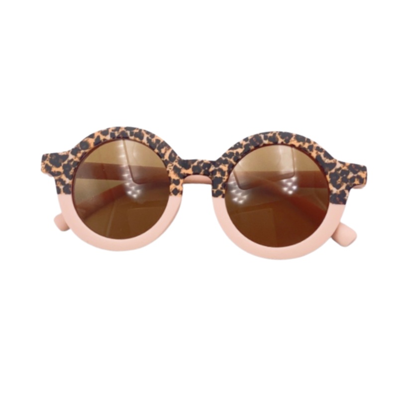 Tenth & Pine Round Retro Two Tone Sunglasses - Pink Cheetah
