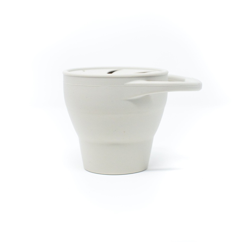 Three Hearts Modern Taupe Baby Bar & Co Silicone Collapsible Snack Cup
