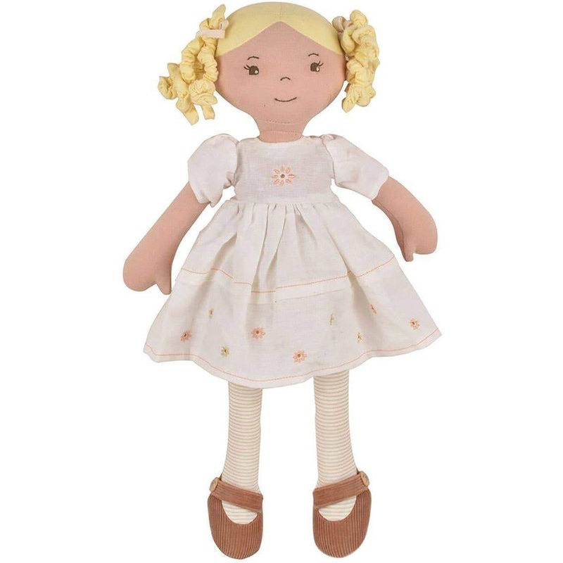 Tikiri Toys Priscy Blonde Haired Doll in White Linen Dress with Display Box