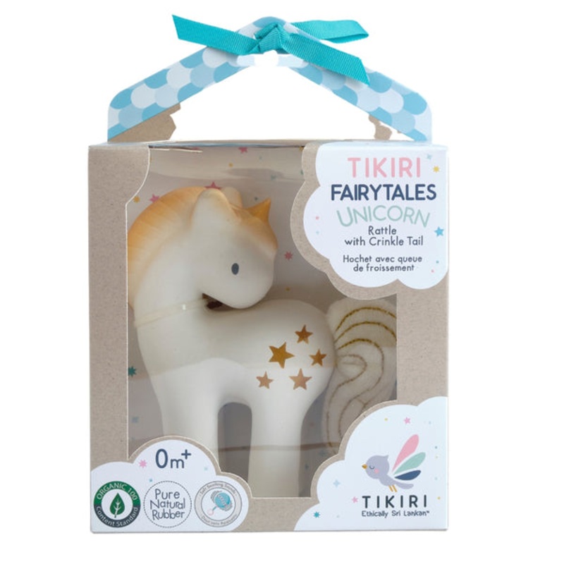 Tikiri Toys Shining Star Unicorn Natural Rubber Rattle