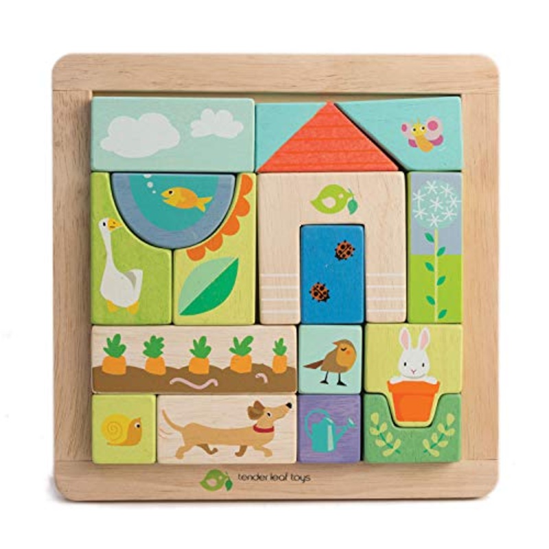 Tender Leaf Multicolor Learning Set Nesting Blocks Garden Wood