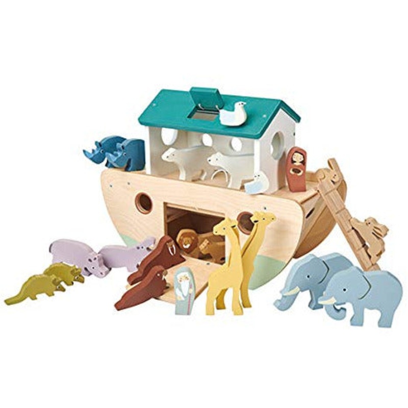 Tender Leaf Toys Noah's Wooden Ark  Animal Shape Sorter Christian Religion and Bible Story Based Educational Fun, 18 Months+