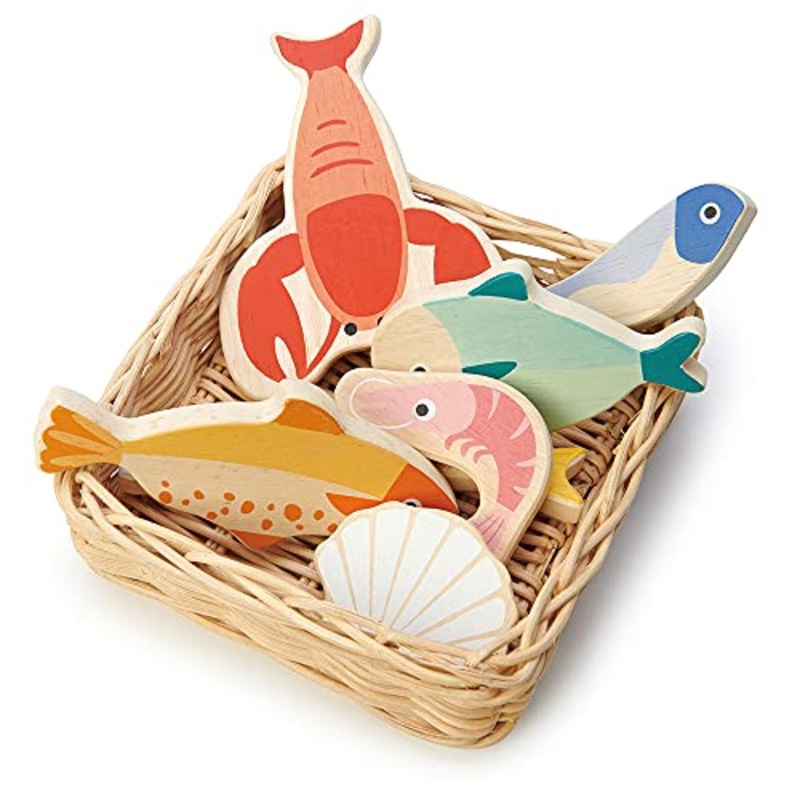 Tender Leaf Toys - Seafood Basket - Pretend Food Play Supermarket Shopping Game