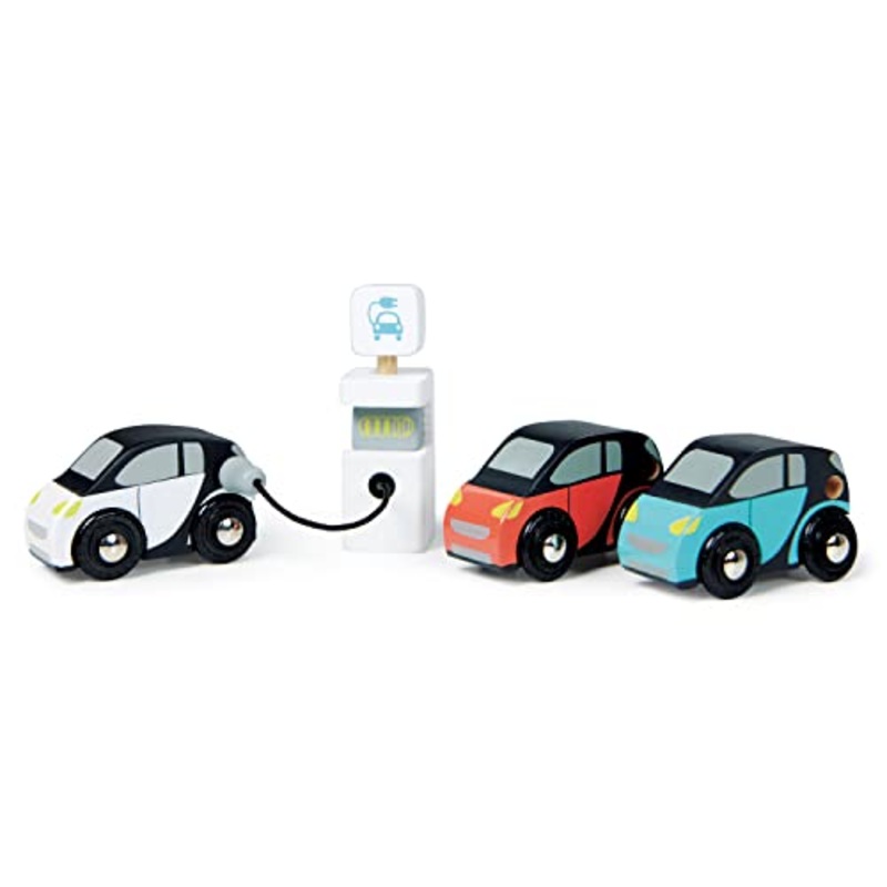 Tender Leaf Toys - Smart Car Set - 3 Pretend Electric Wooden Smart Cars with Charging Unit