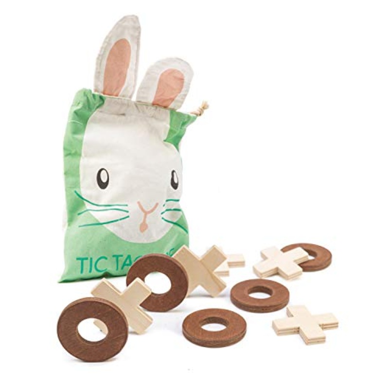 Tender Leaf Toys Tic Tac Toe - Wooden Tic Tac Toe Game with Bag - Travel Board Game for Kids and Adults
