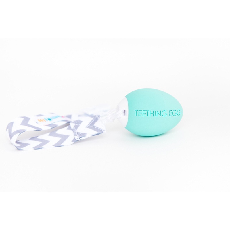 The Teething Egg Mint green Teething Egg with Grey Chevron Clip