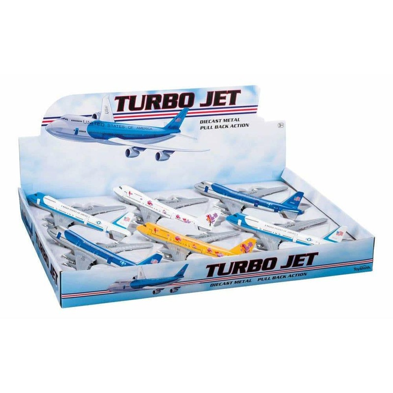 Toysmith Pull Back Turbo Jets, Die-Cast, Assorted