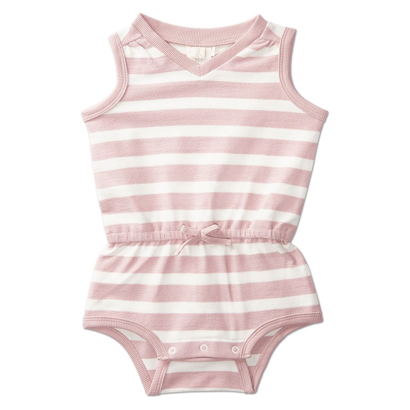 MeMoi Terry Striped Romper, Pink 6M