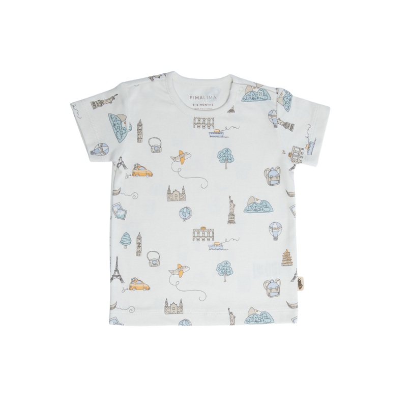 Pima Lima Travel T-Shirt, White 6-9M