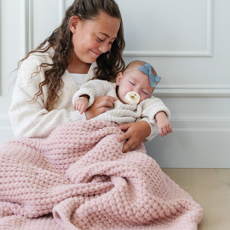 Saranoni Waffle Knit Receiving Blankets Rosette
