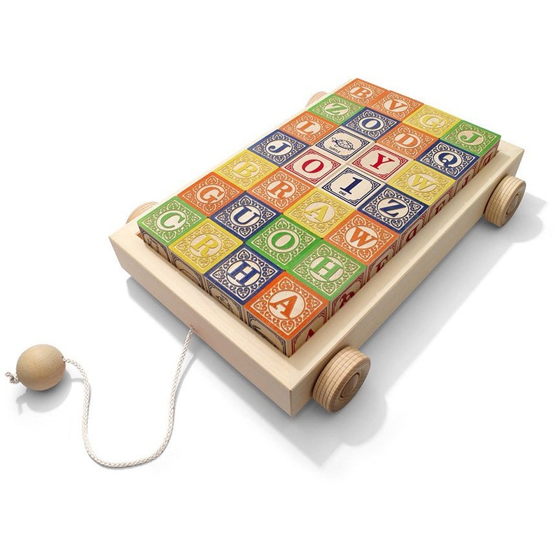 Uncle Goose Classic ABC Blocks with Pull Wagon