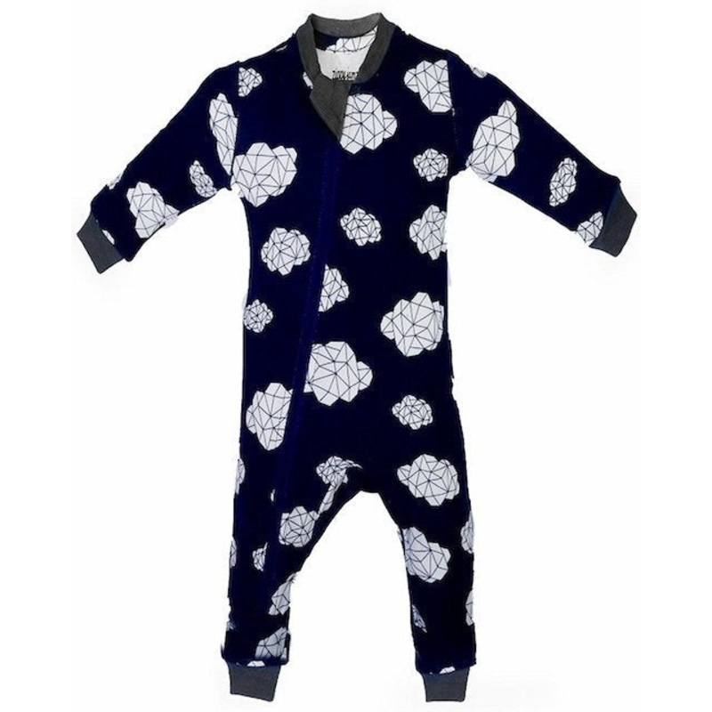 ZippyJamz Navy Dream Clouds Footless, 12-18M