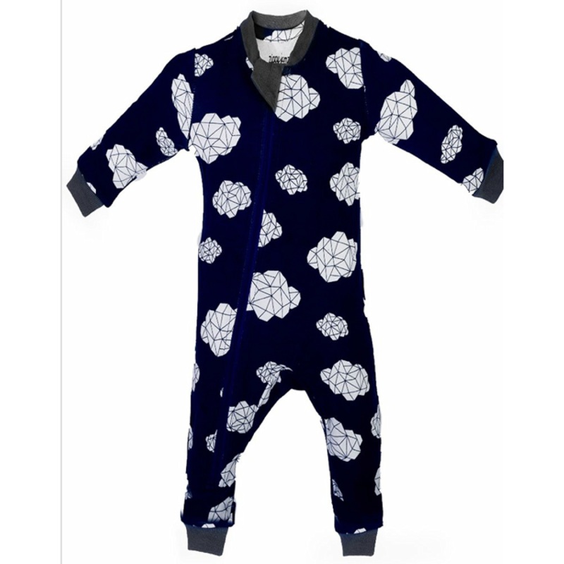 ZippyJamz Navy Dream Clouds Footless, 6-9M